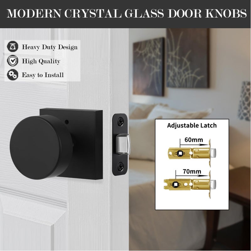 newliplace Black Privacy Door Knob, Black Door Knobs Interior with Lock, Matte Black Interior Round Door Knob for Bathroom Bedroom - Image 2